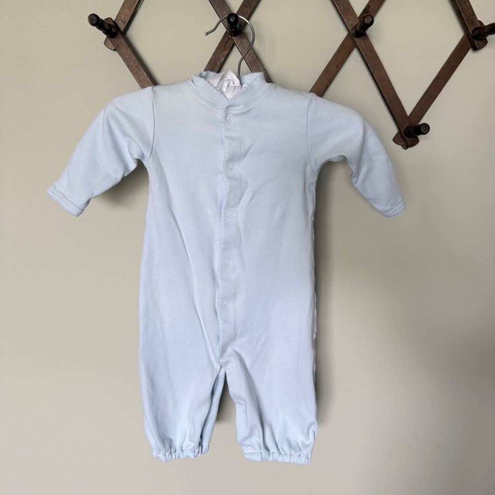 Kissy Kissy Light Blue Pima Cotton Snap Front One Piece Pajamas Size 0-3 Months